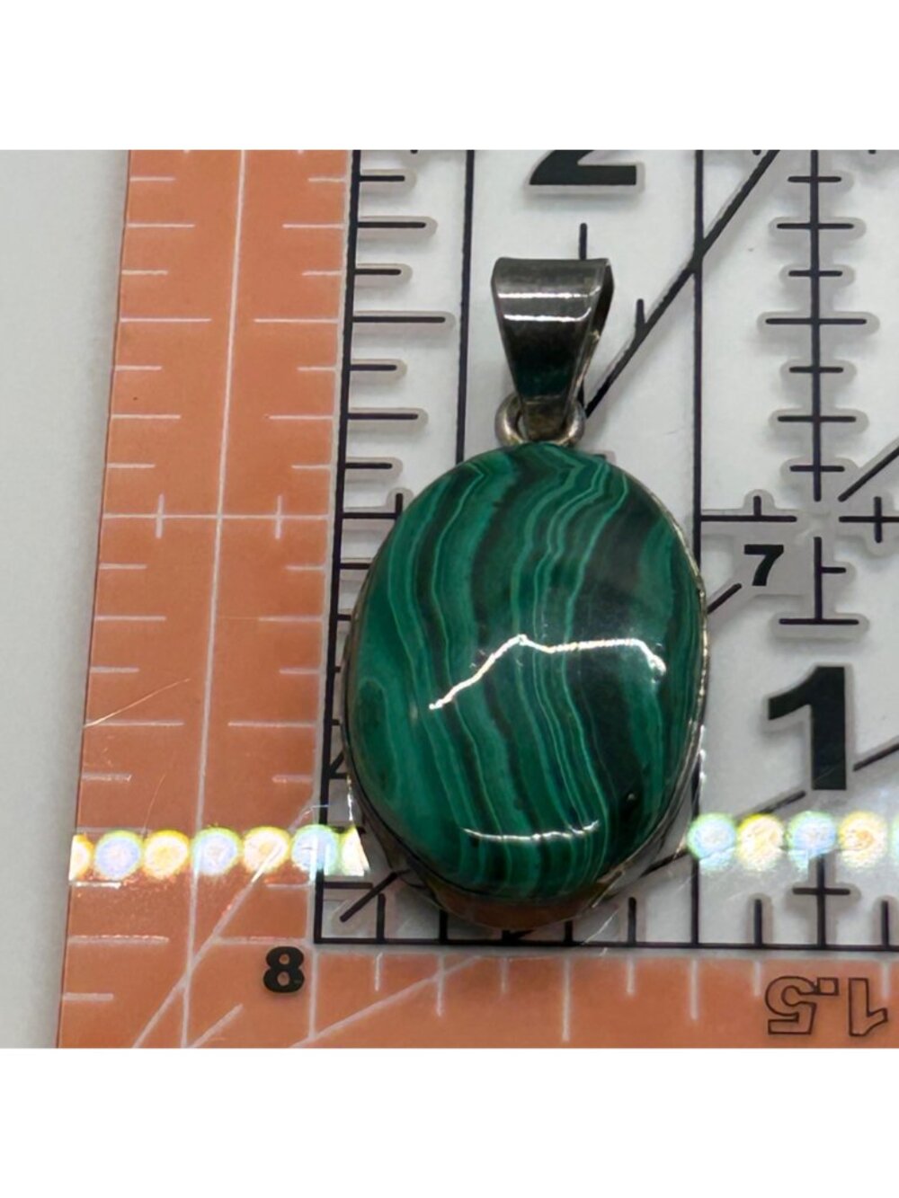 Natural Malachite Pendant 925 Sterling Silver Oval Green Banded Gemstone Necklac - Picture 10 of 12